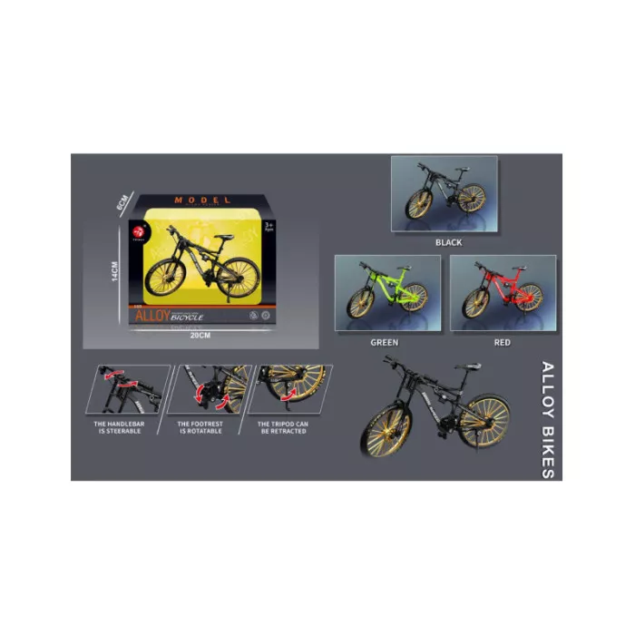 Modellino Bici Mountain Bike Metal 1:10 in Lega – MTB Alloy da Collezione con Manubrio Sterzabile 3+ Anni