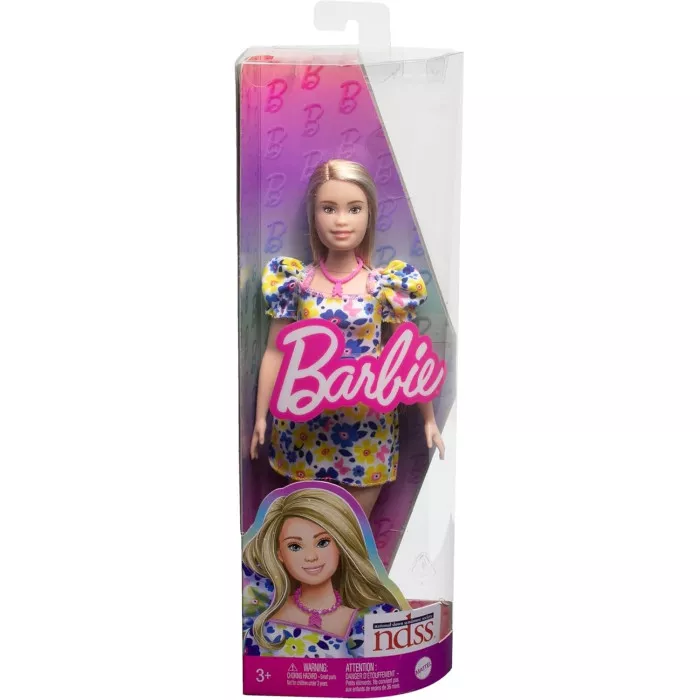 Barbie Fashionistas Sindrome di Down - Bambola con Abito Floreale e Ciondolo