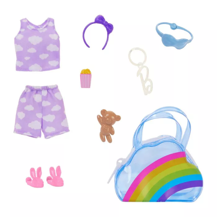 Barbie Borsa Accessori Pigiama Party Deluxe Arcobaleno con Portachiavi