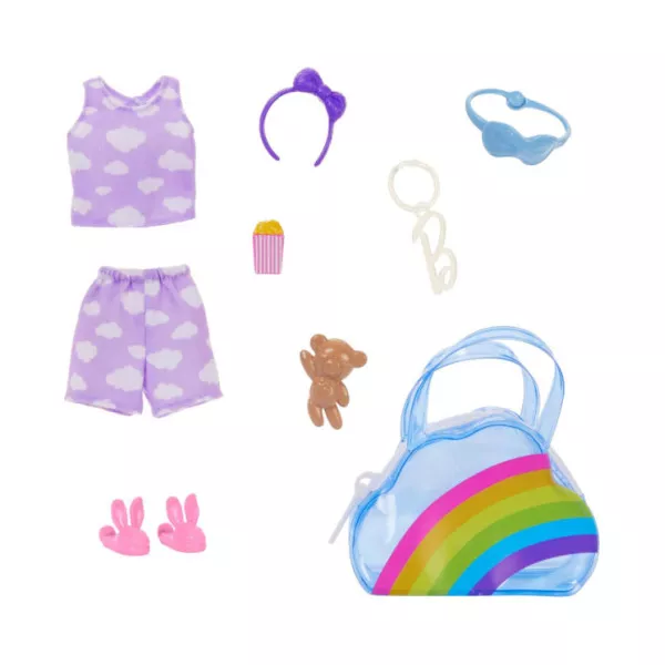 Barbie Borsa Accessori Pigiama Party Deluxe Arcobaleno con Portachiavi