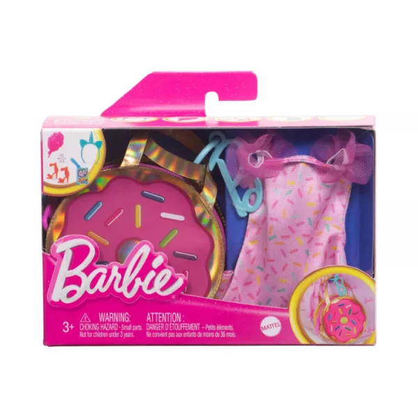 Barbie Borsa Portachiavi Ciambella Deluxe con Vestito Rosa e Accessori Caramelle