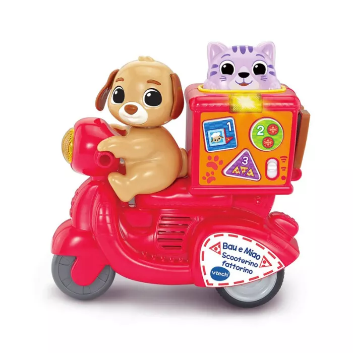 Scooter Giocattolo Interattivo VTech Bau e Miao Scooterino Fattorino – Gioco Educativo Prima Infanzia 18+ Mesi
