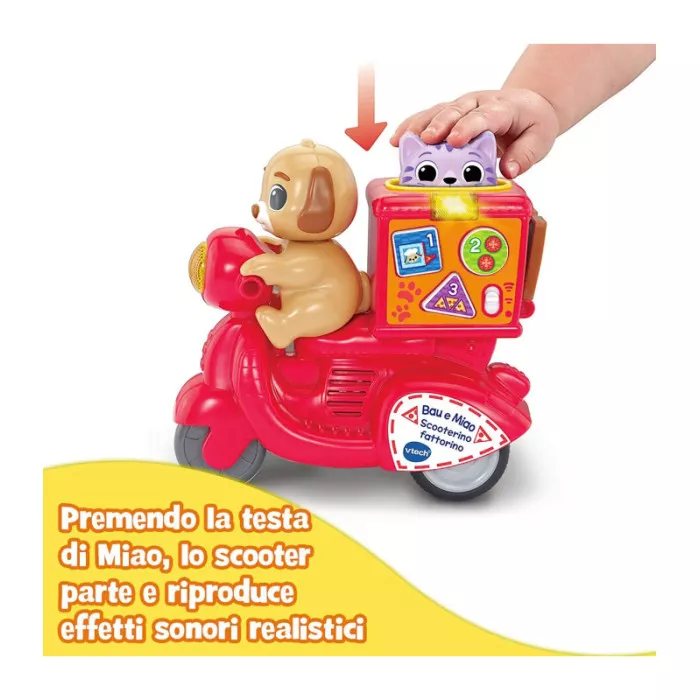 Scooter Giocattolo Interattivo VTech Bau e Miao Scooterino Fattorino – Gioco Educativo Prima Infanzia 18+ Mesi