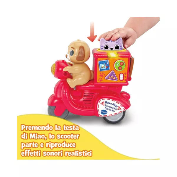 Scooter Giocattolo Interattivo VTech Bau e Miao Scooterino Fattorino – Gioco Educativo Prima Infanzia 18+ Mesi