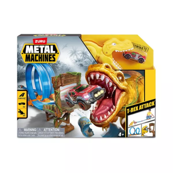 Circuit de Voitures ZURU T-Rex Attack Metal Machine à lancer