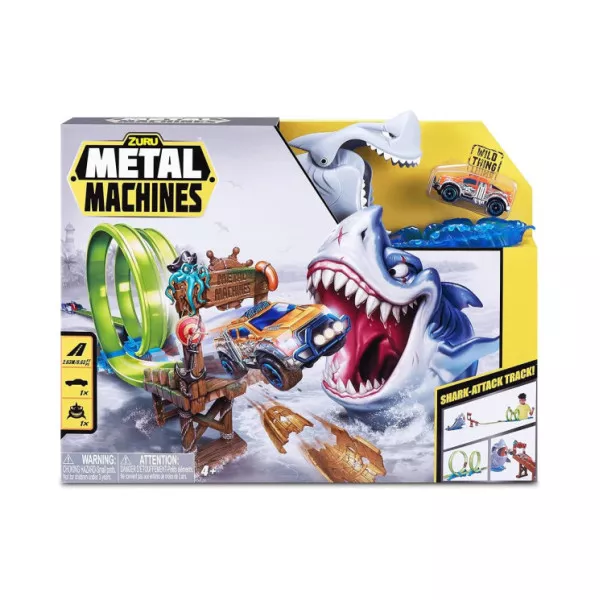 Pista Macchinine ZURU Metal Machines Shark Attack Track – Circuito con Squalo e Auto Die-Cast per Bambini 4+ Anni
