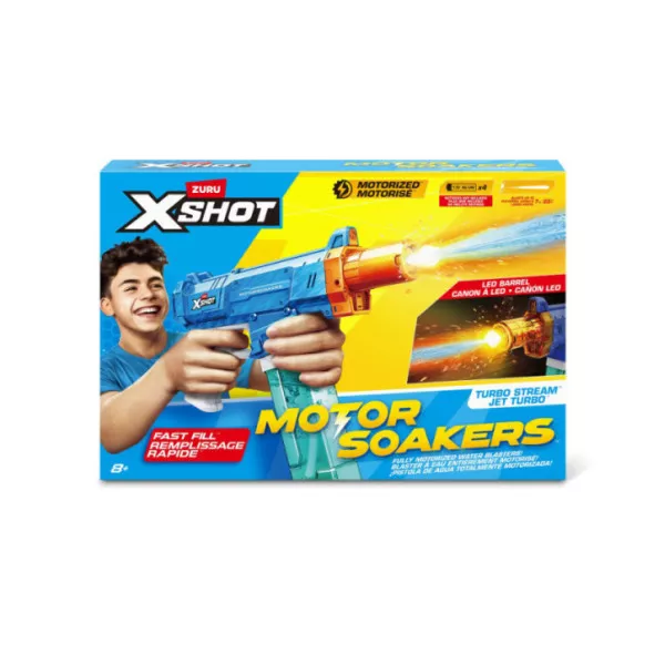 Pistola ad Acqua Motorizzata X-Shot Fast Fill Motor Soakers Turbo Stream – Blaster Acqua Elettrico per Bambini 8+ Anni