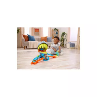Hot Wheels Squalo Scontri in Spiaggia - Pista con Lanciatore e Veicolo, 4+ Anni