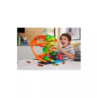 Hot Wheels City T-Rex Battaglia Infuocata - Playset Stazione Pompieri con Dinosauro