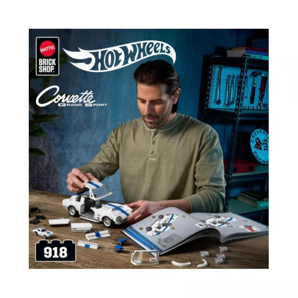 Mattel Brick Shop Hot Wheels Corvette Grand Sport 918 pezzi costruibile