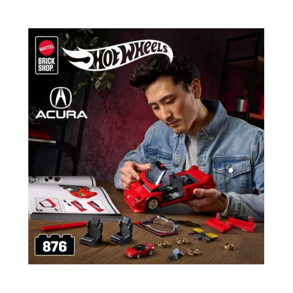 Mattel Brick Shop Hot Wheels '90 Acura NSX 876 pezzi, supercar da costruire 10+