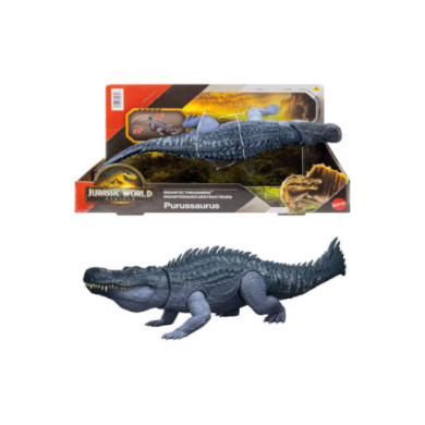 Dinosauro Jurassic World Purussaurus Gigantic Thrashers Mattel – Action Figure Gigante con Attacchi Rampage 4+ Anni