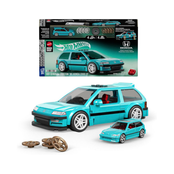 Set Costruzioni Hot Wheels Custom ’90 Honda Civic EF Mattel Brick Shop – Kit Modellino Auto 248 Pezzi 10+ Anni