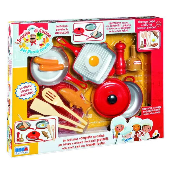 Set Cucina Giocattolo Bambini – Scuola di Cucina con Pentolini e Accessori Gioco di Ruolo 3+ Anni