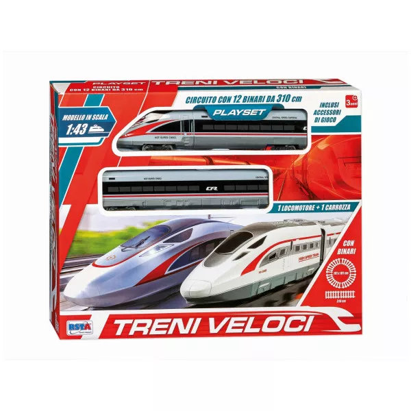 Treno Giocattolo Alta Velocità con Binari 310 cm – Set Trenino Elettrico Playset 1:43 con Locomotore e Vagone 3+