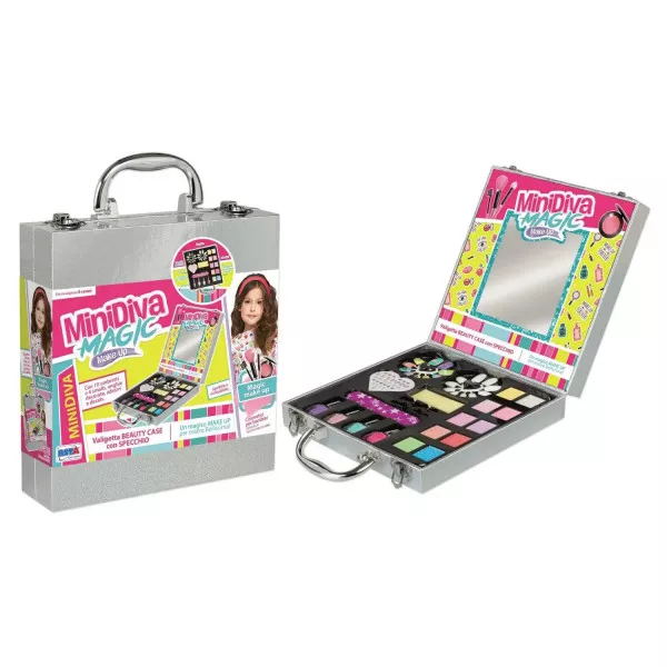 Valigetta Trucchi Bambina MiniDiva Magic – Set Make Up Bambini con Ombretti, Rossetti e Specchio 3+ Anni