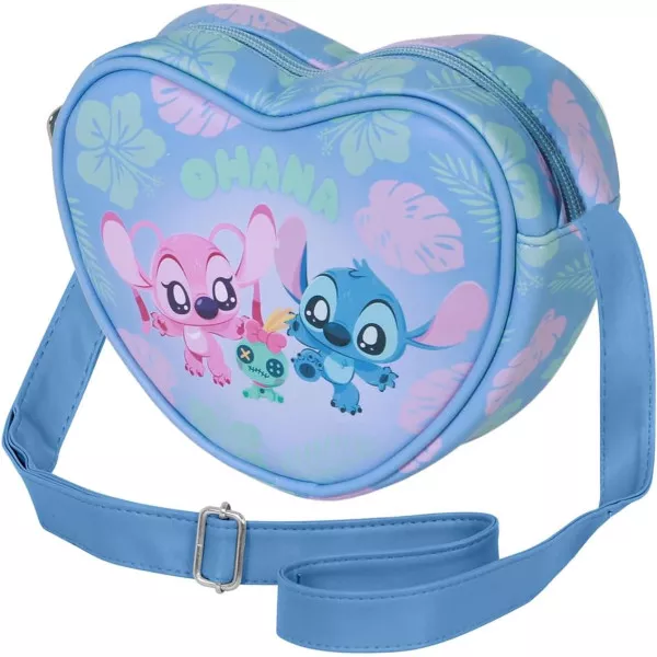 Disney Lilo e Stitch Borsa a Tracolla Cuore per Ragazze, Blu, 21 cm