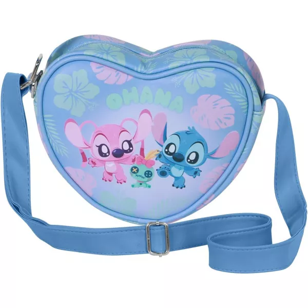 Disney Lilo e Stitch Borsa a Tracolla Cuore per Ragazze, Blu, 21 cm