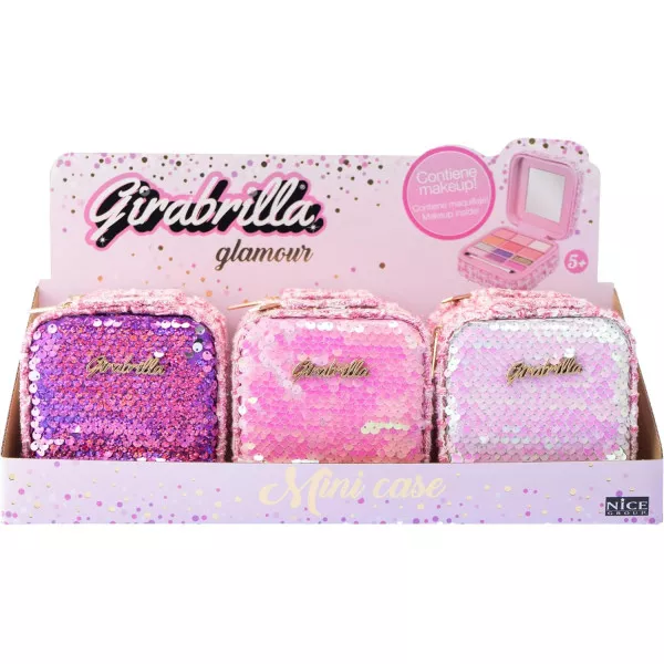 Girabrilla Mini Case Set Trucchi Bambini, Trousse con Specchio e Ombretti, Gioco di Emulazione