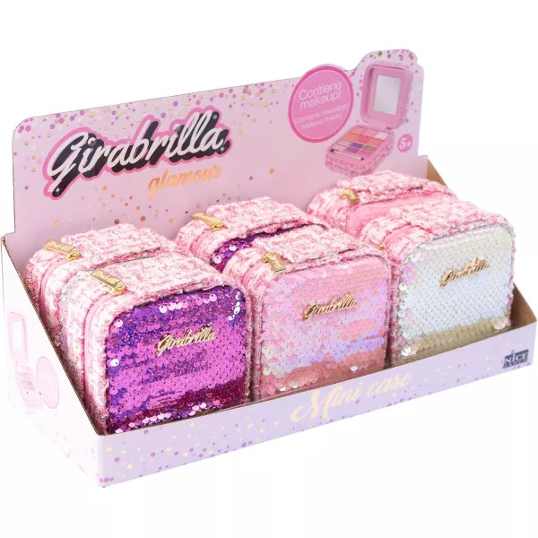 Girabrilla Mini Case Set Trucchi Bambini, Trousse con Specchio e Ombretti, Gioco di Emulazione