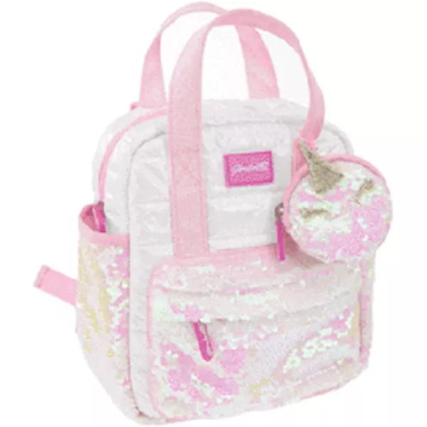 Girabrilla Puffer Mini Zainetto Unicorno per Bambine, Zaino Scuola con Tasche e Porta Monete in Paillettes