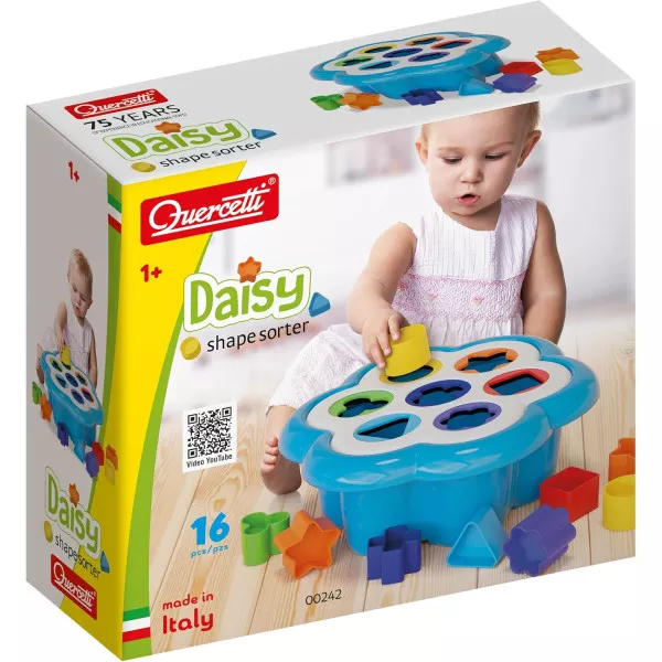 Daisy Shape Sorter Quercetti, Gioco Incastri Montessori per Bambini 1 2 3 4 Anni, Sviluppo Manualità