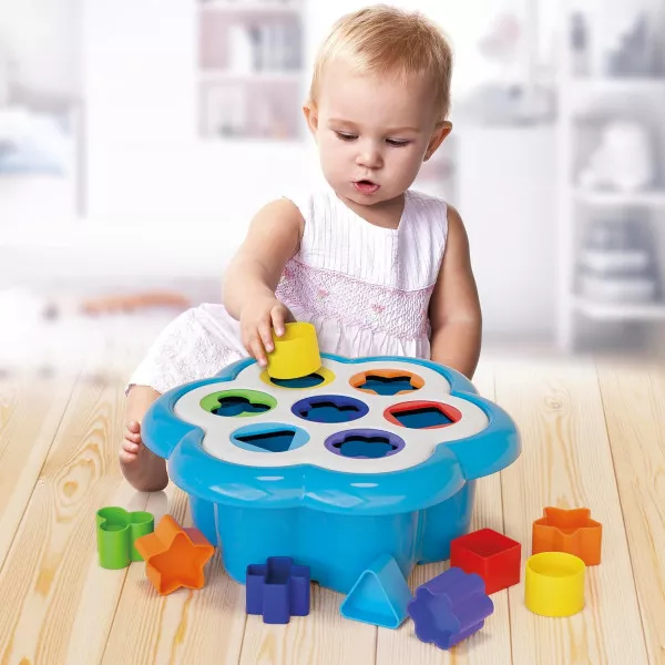 Daisy Shape Sorter Quercetti, Gioco Incastri Montessori per Bambini 1 2 3 4 Anni, Sviluppo Manualità
