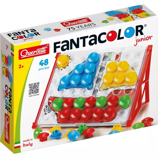 Quercetti Fantacolor Junior Basic, Giochi Bambini 2 Anni Educativi, Bottoni Colorati Montessori, Made in Italy