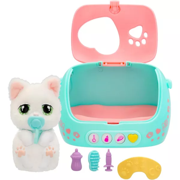 BABY PAWS Just Born Kitty Cucciolo Interattivo con Trasportino Elettronico, Gioco di Cura per Bambini 3+