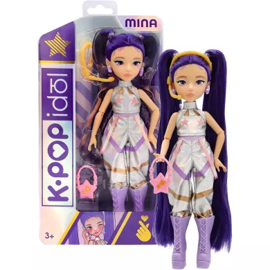 K-POP IDOL Mina Bambola Starlight Fashion Doll con Capelli Viola, Accessori e Outfit per Gioco Creativo Età 3+