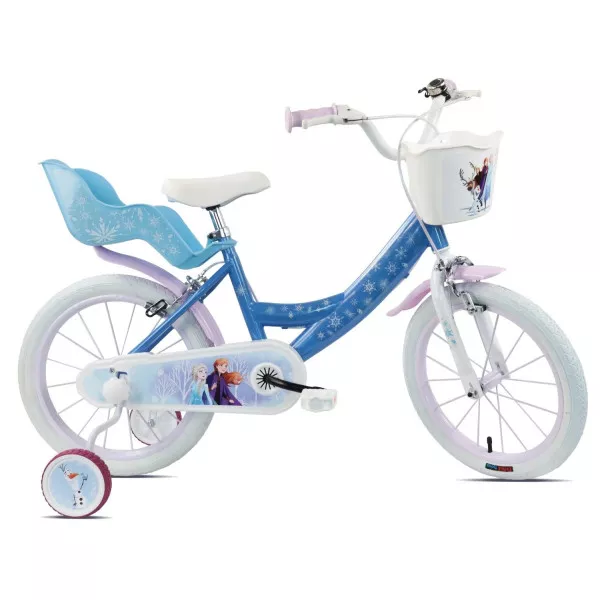 Bicicletta Bambini 16 Pollici Frozen con Rotelle – Bici Bambina Acciaio con Freni Caliper Gioco Outdoor