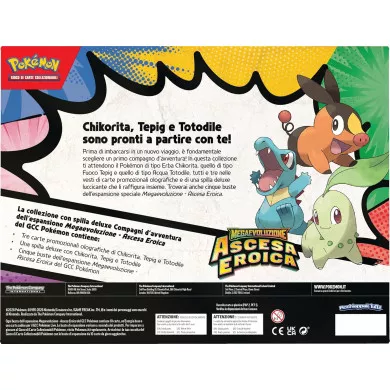 Pokémon Carte da Gioco: Collezione Spilla Deluxe Megaevoluzione Ascesa Eroica (3 Carte Promo Olografiche, 5 Buste Espansione)