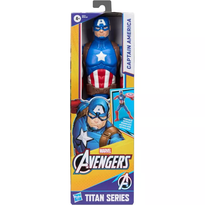 Action Figure Titan Series Captain America Giocattolo Supereroe Marvel per Bambini 4+ Anni, Ideale per Collezionisti