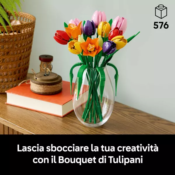 LEGO Botanicals 11501 Bouquet di Tulipani, 14 Fiori Finti da Costruire per Adulti in 5 Colori, Regalo Fai da Te per Donne