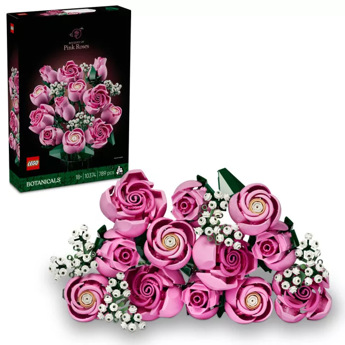 LEGO Botanicals 10374 Bouquet di Rose Rosa, Costruzioni per Adulti di Fiori Finti, Decorazione di Casa, Idea Regalo Fai da Te
