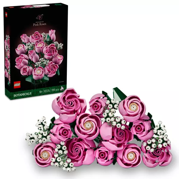 LEGO Botanicals 10374 Bouquet di Rose Rosa, Costruzioni per Adulti di Fiori Finti, Decorazione di Casa, Idea Regalo Fai da Te