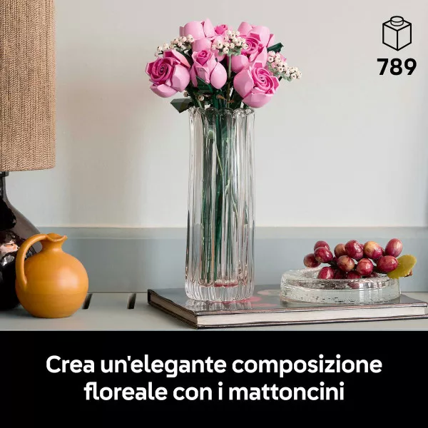 LEGO Botanicals 10374 Bouquet di Rose Rosa, Costruzioni per Adulti di Fiori Finti, Decorazione di Casa, Idea Regalo Fai da Te