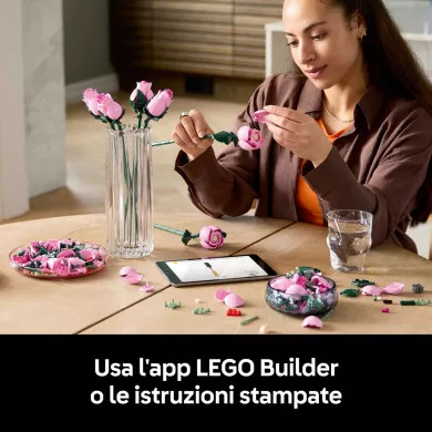 LEGO Botanicals 10374 Bouquet di Rose Rosa, Costruzioni per Adulti di Fiori Finti, Decorazione di Casa, Idea Regalo Fai da Te