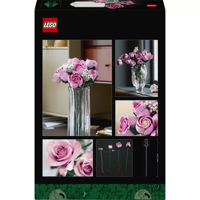 LEGO Botanicals 10374 Bouquet di Rose Rosa, Costruzioni per Adulti di Fiori Finti, Decorazione di Casa, Idea Regalo Fai da Te