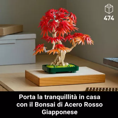 LEGO Botanicals 10348 Bonsai di Acero Rosso Giapponese, Pianta Artificiale con Foglie e Vaso Costruibile, Regalo per Adulti