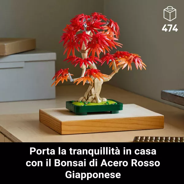 LEGO Botanicals 10348 Bonsai di Acero Rosso Giapponese, Pianta Artificiale con Foglie e Vaso Costruibile, Regalo per Adulti