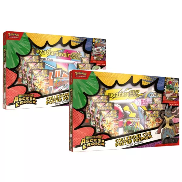 Collezione Pokémon Ascesa Eroica con Poster Premium Mega ex Carte TCG Bambini 6+ Gioco Collezionabile