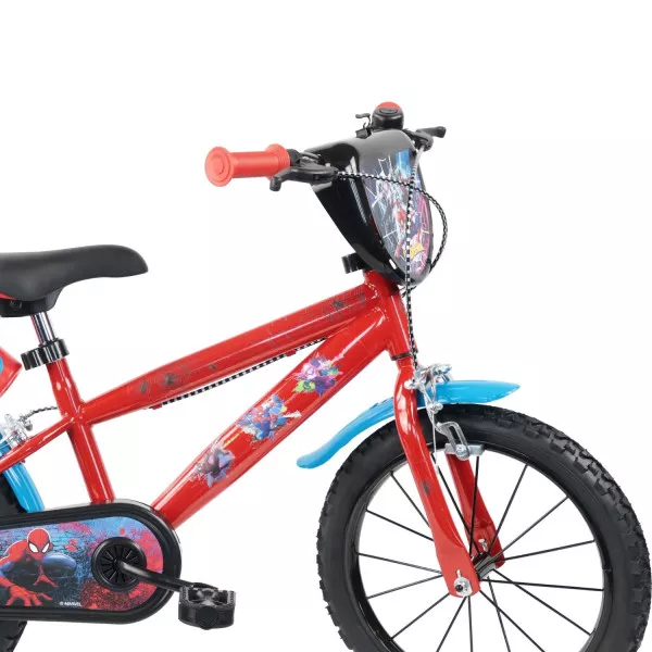 Bicicletta Bambino Spider-Man Marvel 16 Pollici con Rotelle, Freni Caliper e Parafanghi – Bici 5-7 Anni