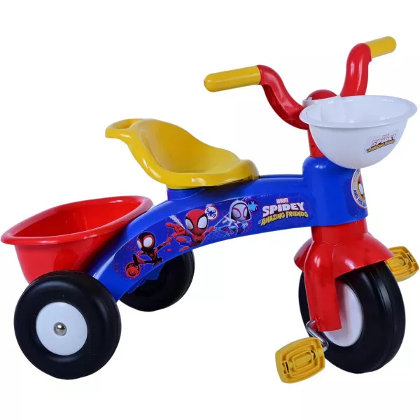 Triciclo Bambino Spidey Marvel con Maniglione e Cappottina – Triciclo Evolutivo 1-3 Anni con Cestino