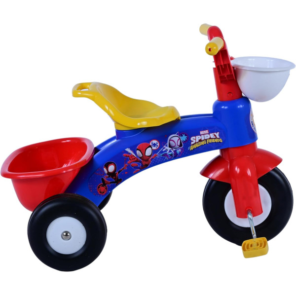 Triciclo Bambino Spidey Marvel con Maniglione e Cappottina – Triciclo Evolutivo 1-3 Anni con Cestino