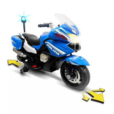 Moto Elettrica Bambini 12V Polizia – Moto Giocattolo con Luci e Suoni 3+ Anni, Veicolo Elettrico Feber