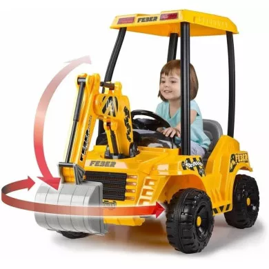 Escavatore a Batteria Super Digger 12V, Giocattolo da Esterno per Bambini Feber
