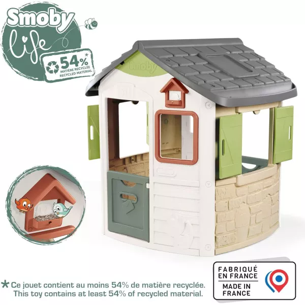 Casetta Giardino Bambini Jura Lodge 115x123x132 cm Plastica Riciclata con Persiane 2+ Anni Gioco Outdoor Smoby Life