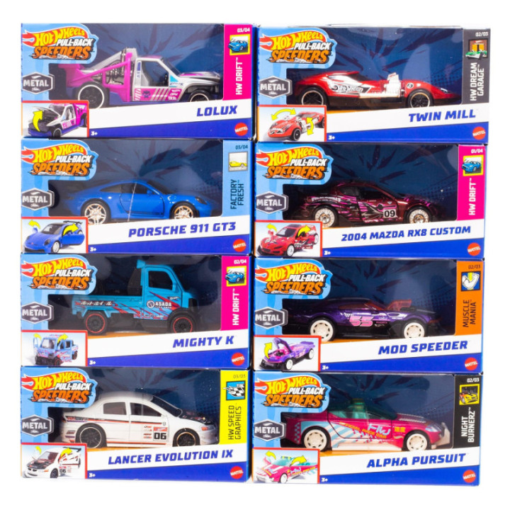 Macchinina Hot Wheels Pull-Back 1:43 in Metallo – Auto da Collezione a Retrocarica per Bambini 3+ Modello Assortito