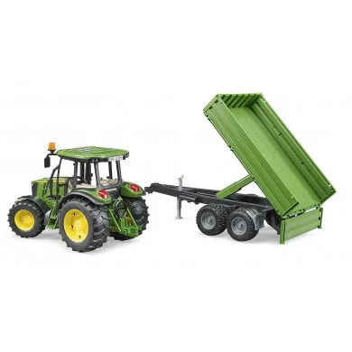 Bruder 02108 John Deere 5115 M con rimorchio dotato di sponde r